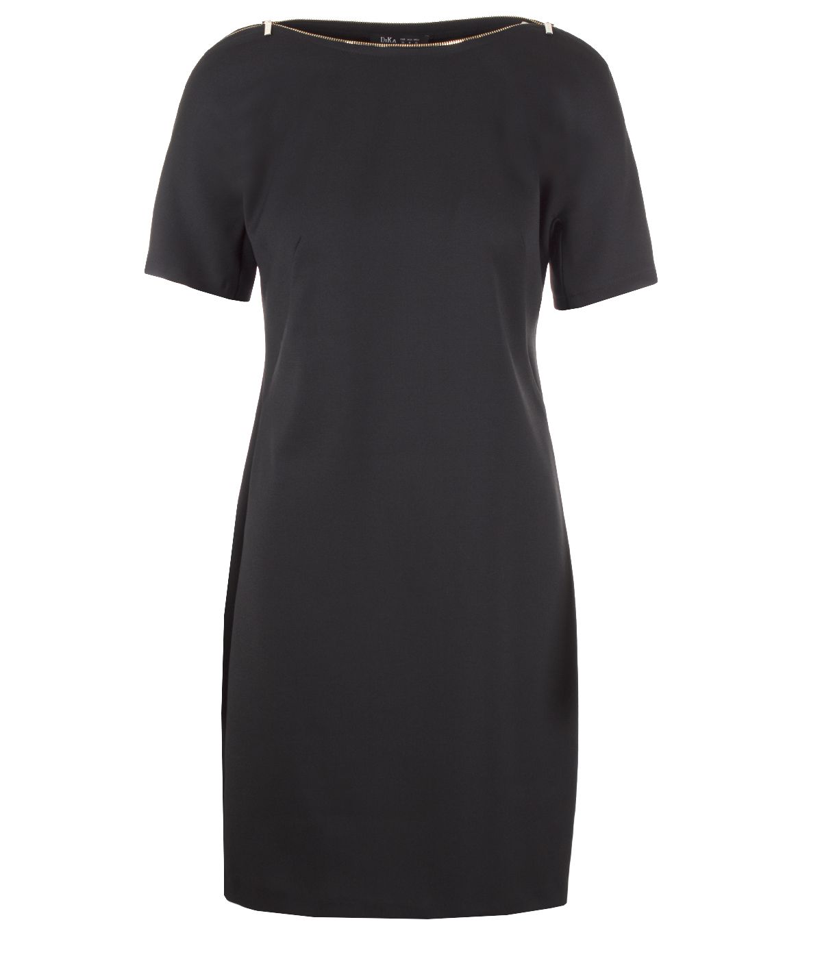Fitted short-sleeved dress, decoration zipper, with rayon and viscose 0